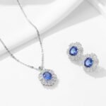 Luxury zircon jewelry set wholesale – colorful zircon earrings and necklace on white gold plated brass, elegant evening jewelry from JuneJewelry.com.