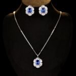 Luxury zircon jewelry set wholesale – colorful zircon earrings and necklace on white gold plated brass, elegant evening jewelry from JuneJewelry.com.