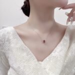 Wholesale square zircon jewelry set with minimalist necklace and stud earrings – elegant daily wear fashion jewelry from JuneJewelry.com.