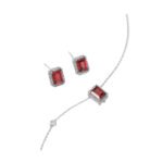 Wholesale square zircon jewelry set with minimalist necklace and stud earrings – elegant daily wear fashion jewelry from JuneJewelry.com.