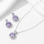 Wholesale zircon circle jewelry set – matching earrings and necklace with elegant minimalist design, light luxury fashion jewelry for bulk orders.