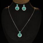 Wholesale zircon circle jewelry set – matching earrings and necklace with elegant minimalist design, light luxury fashion jewelry for bulk orders.