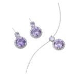 Wholesale zircon circle jewelry set – matching earrings and necklace with elegant minimalist design, light luxury fashion jewelry for bulk orders.