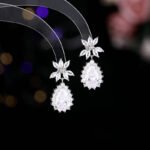 Wholesale luxury wheat drop zircon jewelry set with bridal necklace and earrings – elegant white gold-plated jewelry from JuneJewelry.com.