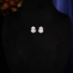 Mother of Pearl Gourd Necklace and Earrings Set in gold plating. The jewelry features a lucky gourd shape made of MOP shell with a CZ accent line across the center.