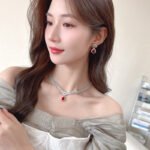 Wholesale luxury wheat drop zircon jewelry set with bridal necklace and earrings – elegant white gold-plated jewelry from JuneJewelry.com.