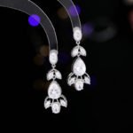 Wholesale Light Luxury Bridal Zircon Necklace Set, featuring a high-end design with brilliant zircon stones and copper settings, perfect wedding accessories for pairing with a formal gown, available in ready stock.