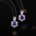 Wholesale Star Zircon Jewelry Set, featuring a simple six-pointed star design, white gold plated copper, super sparkling micro-pave zircon stones, dainty stud earrings, and a matching necklace, a high-end sense celestial set from junejewelry.com.