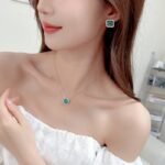 Wholesale ice crack jewelry set with zircon necklace and earrings in white gold plating – cute, fresh fashion jewelry from JuneJewelry.com.
