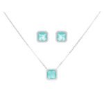 Wholesale ice crack jewelry set with zircon necklace and earrings in white gold plating – cute, fresh fashion jewelry from JuneJewelry.com.