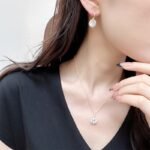 Simple Round Zircon Necklace and Earrings Set, new luxury geometric circle design, all-match clavicle chain, high-end.