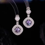 Wholesale zircon jewelry set – platinum plated copper necklace and earrings with sparkling zircon stones from JuneJewelry.com.