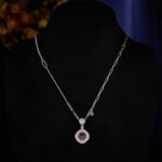 Wholesale zircon jewelry set – platinum plated copper necklace and earrings with sparkling zircon stones from JuneJewelry.com.