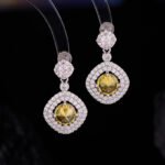 Wholesale zircon jewelry set – platinum plated copper necklace and earrings with sparkling zircon stones from JuneJewelry.com.