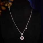 Wholesale zircon jewelry set – platinum plated copper necklace and earrings with sparkling zircon stones from JuneJewelry.com.