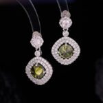 Wholesale zircon jewelry set – platinum plated copper necklace and earrings with sparkling zircon stones from JuneJewelry.com.
