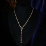 Wholesale Colorful Zircon Tassel Jewelry Set, featuring geometric square shapes, brilliant colorful micro-pave zircon gemstones, 18K real gold plated copper, a long tassel necklace, and matching drop earrings, a light luxury set from junejewelry.com.