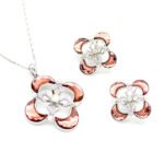 Wholesale X crystal jewelry set with clear micro-pavé Swarovski Elements crystals on 18K white gold plated necklace and matching earrings from JuneJewelry.com.