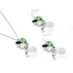 Wholesale butterfly crystal jewelry set with clear Swarovski Elements crystals on an 18K white gold plated necklace and matching stud earrings from JuneJewelry.com.