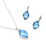 Wholesale kite cut crystal jewelry set in multiple colors (Green, Blue, Clear, Champagne) and 18K Gold/White Gold plated brass from JuneJewelry.com.