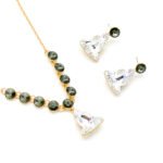 Wholesale Buddha crystal jewelry set with yellow Swarovski Elements crystal pendant on 18K gold plated necklace and matching earrings from JuneJewelry.com.