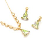 Wholesale Buddha crystal jewelry set with yellow Swarovski Elements crystal pendant on 18K gold plated necklace and matching earrings from JuneJewelry.com.