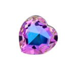 Swarovski Element simple heart ring with a single, large heart-cut crystal, available in Vitrail Light (iridescent purple-green) and Bermuda Blue (deep electric blue) color effects.