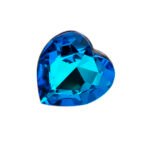 Swarovski Element simple heart ring with a single, large heart-cut crystal, available in Vitrail Light (iridescent purple-green) and Bermuda Blue (deep electric blue) color effects.