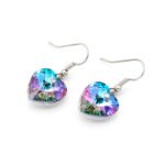 Wholesale crystal wire hook earrings with heart-shaped Swarovski-element crystal – minimalist daily fashion earrings from JuneJewelry.com.