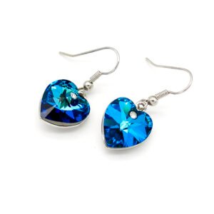 Wholesale crystal wire hook earrings with heart-shaped Swarovski-element crystal – minimalist daily fashion earrings from JuneJewelry.com.
