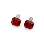 Wholesale Swarovski element octagon earrings with simple design on real gold plated brass for everyday wear - Factory prices at JuneJewelry.com.