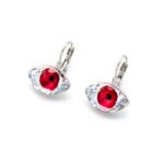 Swarovski Element Eye Leverback Earrings Wholesale Factory Price Evil Eye Crystal Earrings Single Stone Real Gold Plated Brass High Quality Simple Eye Shape Leverback Earrings for Everyday Wear