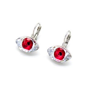 Swarovski Element Eye Leverback Earrings Wholesale Factory Price Evil Eye Crystal Earrings Single Stone Real Gold Plated Brass High Quality Simple Eye Shape Leverback Earrings for Everyday Wear