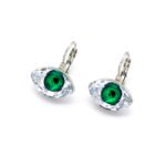 Swarovski Element Eye Leverback Earrings Wholesale Factory Price Evil Eye Crystal Earrings Single Stone Real Gold Plated Brass High Quality Simple Eye Shape Leverback Earrings for Everyday Wear