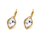 Swarovski Element Marquise Leverback Earrings Wholesale JuneJewelry Single Stone Marquise Crystal Earrings Real Gold Plated Brass Simple Marquise Shape Leverback Earrings for Everyday Wear Factory Price