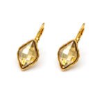 Swarovski Element Marquise Leverback Earrings Wholesale JuneJewelry Single Stone Marquise Crystal Earrings Real Gold Plated Brass Simple Marquise Shape Leverback Earrings for Everyday Wear Factory Price