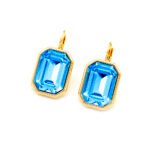 Front View: Swarovski Element Octagon Lever Back Earrings in Real Gold Plated Brass Model View: Simple Everyday Swarovski Element Octagon Lever Back Earrings for Wholesale Packaging View: Wholesale Jewelry Swarovski Element Octagon Crystal Earrings Factory Price