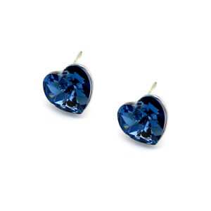 Wholesale crystal stud earrings with single Swarovski-element crystal in white gold plated copper – minimalist daily jewelry from JuneJewelry.com.