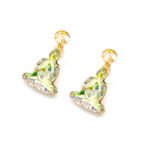 Wholesale Buddha crystal dangle earrings with clear faceted Swarovski Elements crystal and gold plating from JuneJewelry.com.