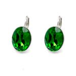 Swarovski element Oval Crystal Leverback Earrings in real gold plated brass for wholesale at JuneJewelry.com