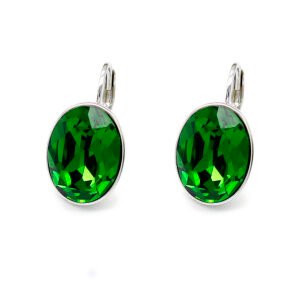 Swarovski element Oval Crystal Leverback Earrings in real gold plated brass for wholesale at JuneJewelry.com