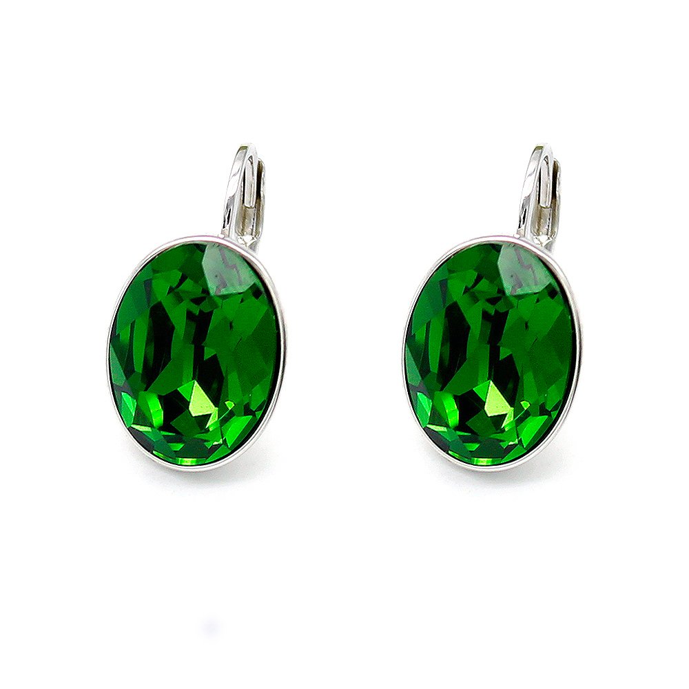 A500441E-001.98.A Swarovski element Oval Crystal Leverback Earrings in real gold plated brass for wholesale at JuneJewelry.com