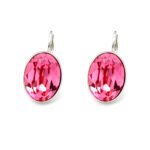 Swarovski element Oval Crystal Leverback Earrings in real gold plated brass for wholesale at JuneJewelry.com