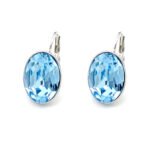 Swarovski element Oval Crystal Leverback Earrings in real gold plated brass for wholesale at JuneJewelry.com