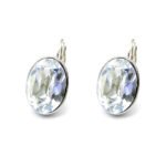 Swarovski element Oval Crystal Leverback Earrings in real gold plated brass for wholesale at JuneJewelry.com