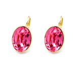 Swarovski element Oval Crystal Leverback Earrings in real gold plated brass for wholesale at JuneJewelry.com