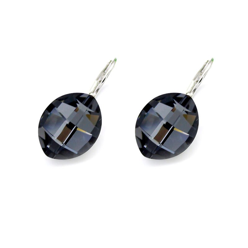 Luxury Swarovski Element Oval Crystal Earrings in real gold plated brass for daily wear wholesale.