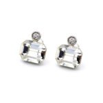 Main Product: Swarovski Element Octagon Stud Earrings Wholesale Factory Price Lifestyle Shot: Simple Everyday Swarovski Element Octagon Stud Earrings in Gold Close-up View: Unique Octagon Crystal Stud Earrings Real Gold Plated Brass