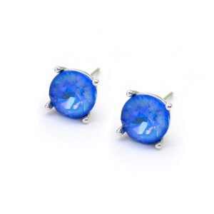 Wholesale single stone Swarovski element round stud earrings in real gold plated brass for daily wear.