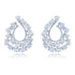 Wholesale open teardrop earrings with oval cubic zirconia on real gold plated brass and 925 silver pins from JuneJewelry.com.
